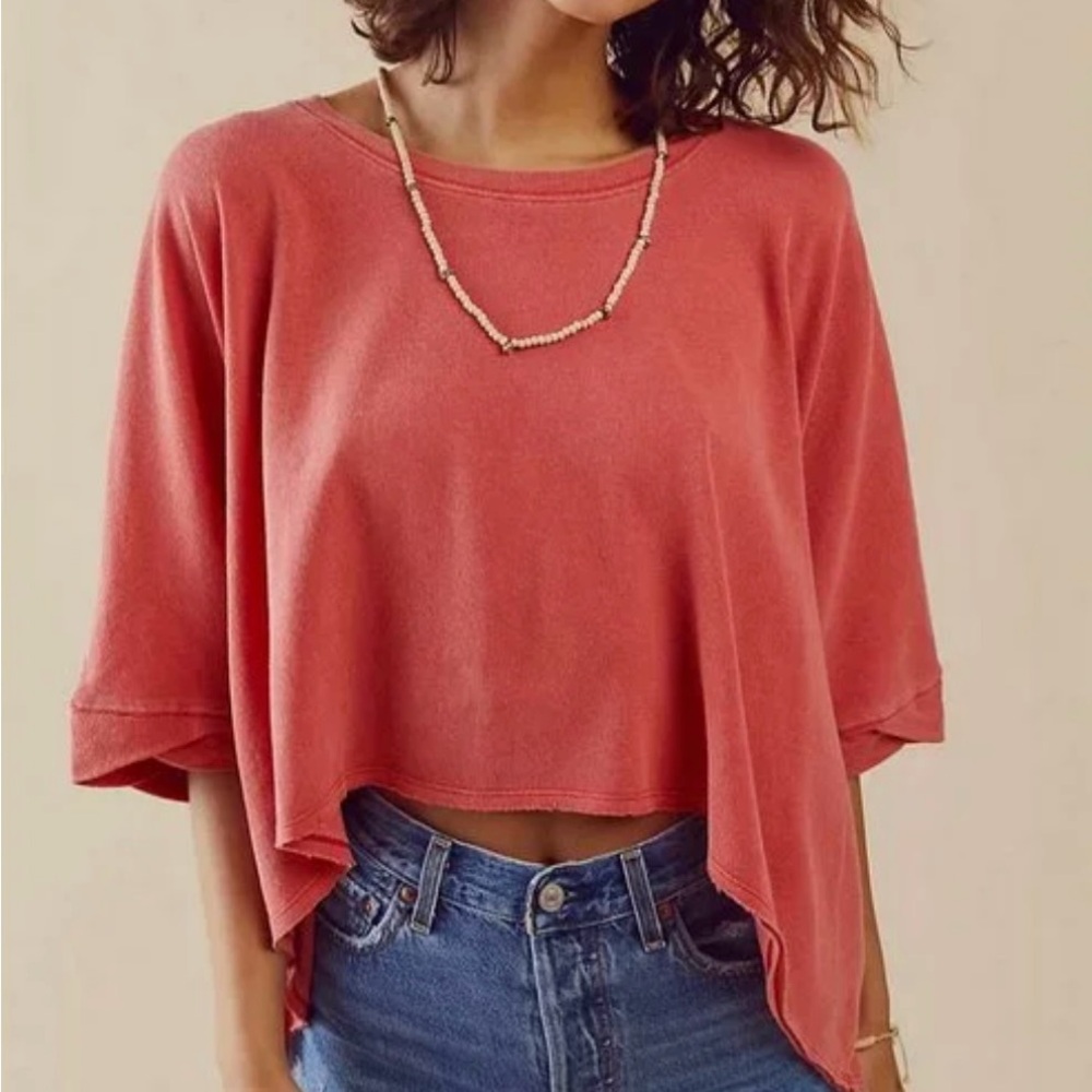 Free People Coral Boxy Crop Top